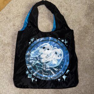 Plushie Dreadfuls Gemini Bunny Tote Bag | Black & Blue Celestial Print